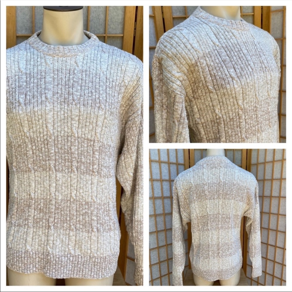 Lord Jeff Cable Knit Striped Sweater SZ XL